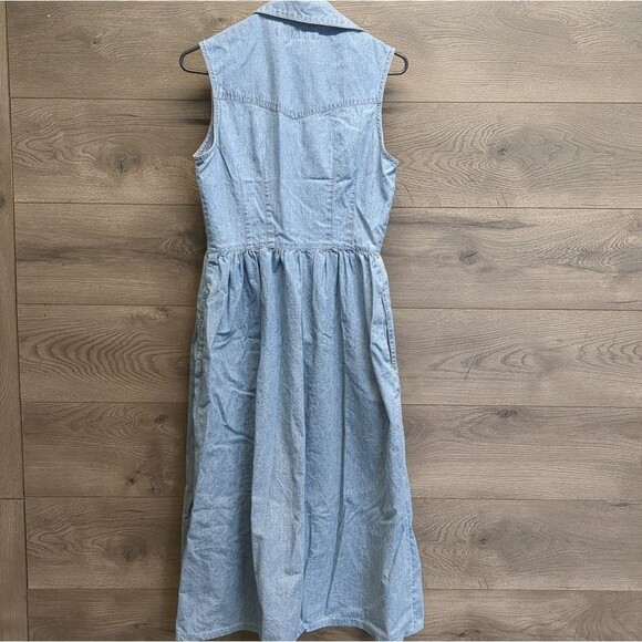Vintage Guess Sleeveless Denim Button Up Dress Women's 4/5 - Picture 8 of 10
